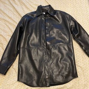 Babaton Pelli Faux Leather Shirt Jacket in Black from Aritzia